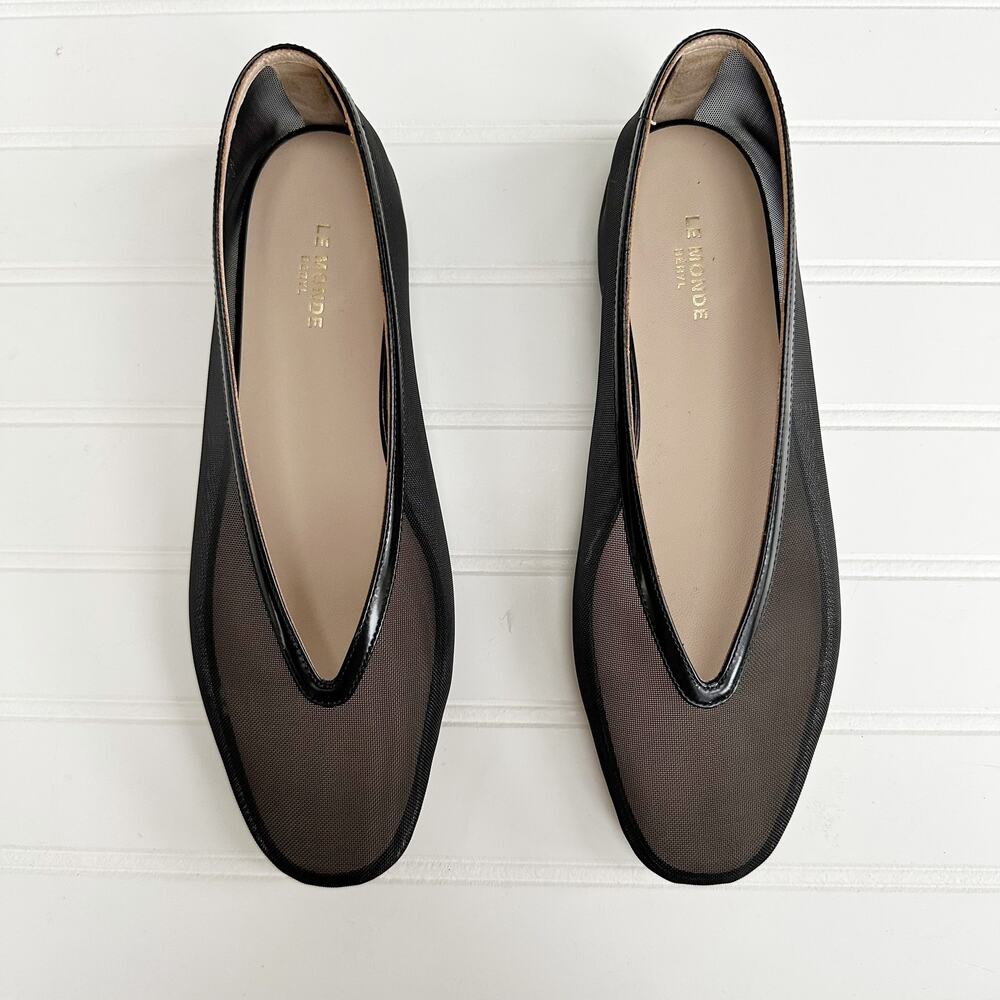 Le Monde Beryl Sheer Mesh Leather Lined Ballet Flats Black Slipper